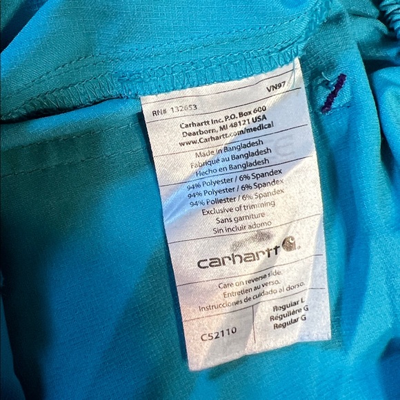 Carhartt Scrubs Turquoise and Purple trim Apparel Top size XL pants L - Picture 12 of 14